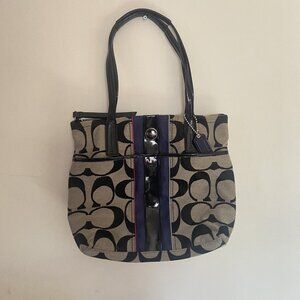 Black and Tan/Gray Coach Shoulder Bag